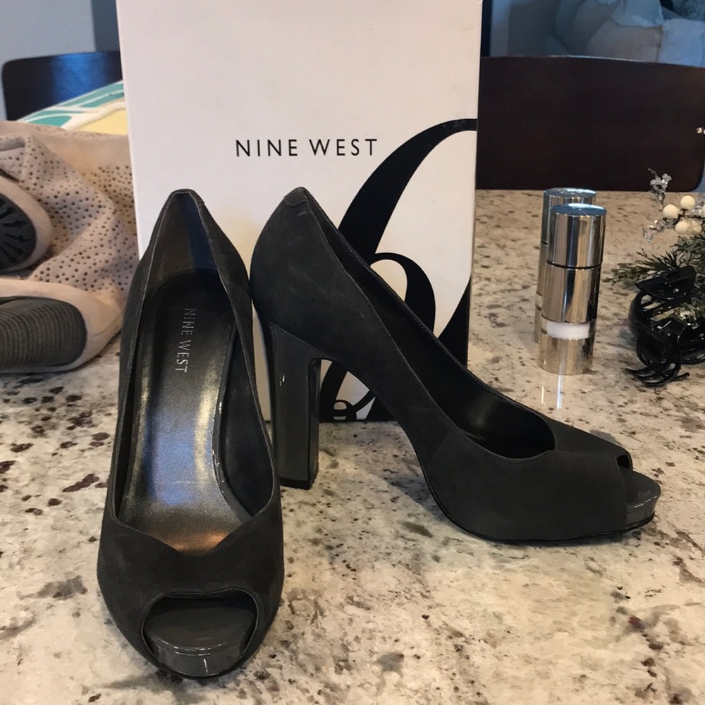 Nine West Dark Grey Suede Heels